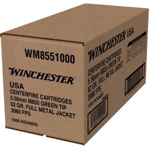 Winchester USA Lake City M855 Green Tip Rifle Ammunition 5.56mm 62 gr. FMJ 3060 fps 1000/ct (Bulk)