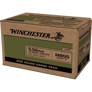 Winchester USA Lake City M855 Green Tip Rifle Ammunition 5.56mm 62 gr. FMJ 3060 fps 800/ct (4-200/ct boxes)