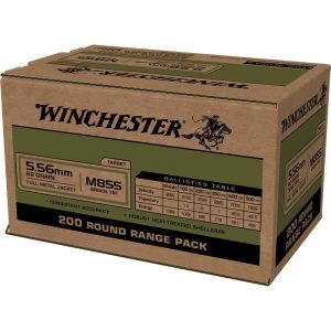 Winchester USA Lake City M855 Green Tip Rifle Ammunition 5.56mm 62 gr. FMJ 3060 fps 200/ct