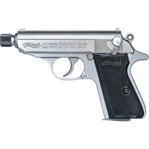 Walther PPK SD Handgun .32 Auto 7rd Magazines(2) 3.3" 1/2x28 Threaded Barrel Stainless Steel with Black Grip