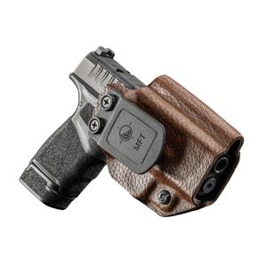 Mission First Tactical Leather Hybrid IWB/OWB Holster for Springfield HellCat Brown Ambi