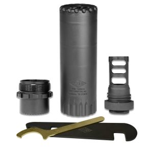 YHM Turbo K-RB 5.56mm QD Suppressor with Muzzle Brake 5.56mm Stainless Steel/Cobalt 6 Black 1/2x28