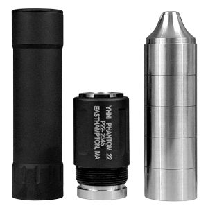 YHM Phantom Direct Thread .22 Sound Suppressor .22 Cal Aluminum/Stainless Steel Mount 1/2"-28 Black