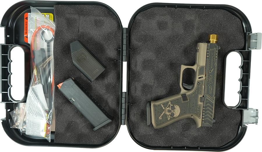 Glock 43X "Revolution" Gold Barrel Colonial Brown Handgun 9mm Luger 10rd Magazines(2) 3.4" Barrel Accessory Rail USA Made