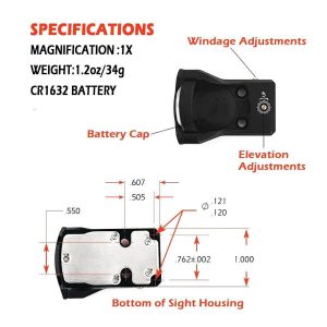 Grace Optics M1 Micro Reflex 3MOA Red Sight Black
