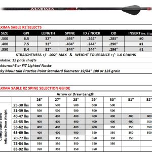 Carbon Express Maxima Sable RZ 350 Hunting Arrows - 12/pk