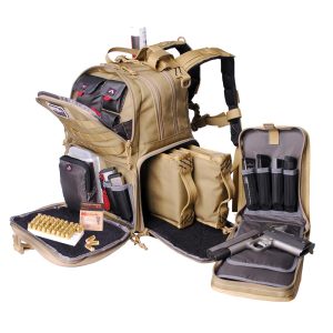 G-Outdoors GPS Tactical Range Backpack Holds 3 Handguns Tan