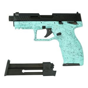 Taurus TX22 Gen 2 Handgun .22 LR 10rd Magazines (2) 4.16" Barrel Cyan Splatter Grip Black Slide